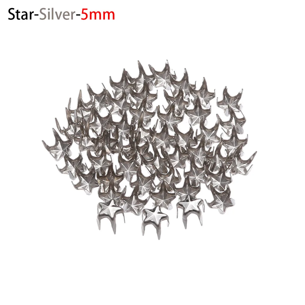 Star-sliver-5mm 50 шт ультра-маленькие металлические пряжки для куклы, одежда для детей 4/5 мм супер мини Star/круглый Форма сумки пряжки ювелирные изделия DIY кукла кнопки аксессуары для куклы - Цвет: Star-sliver-5mm