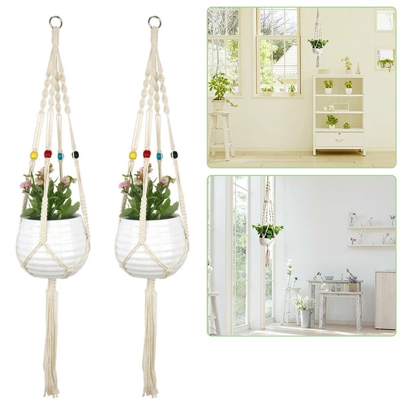 

Hanging Plant Net Basket Macrame Plant Hanger Flower Pot Planter Hanger Wall Decor Courtyard Garden Hanging Planter Hang Basket
