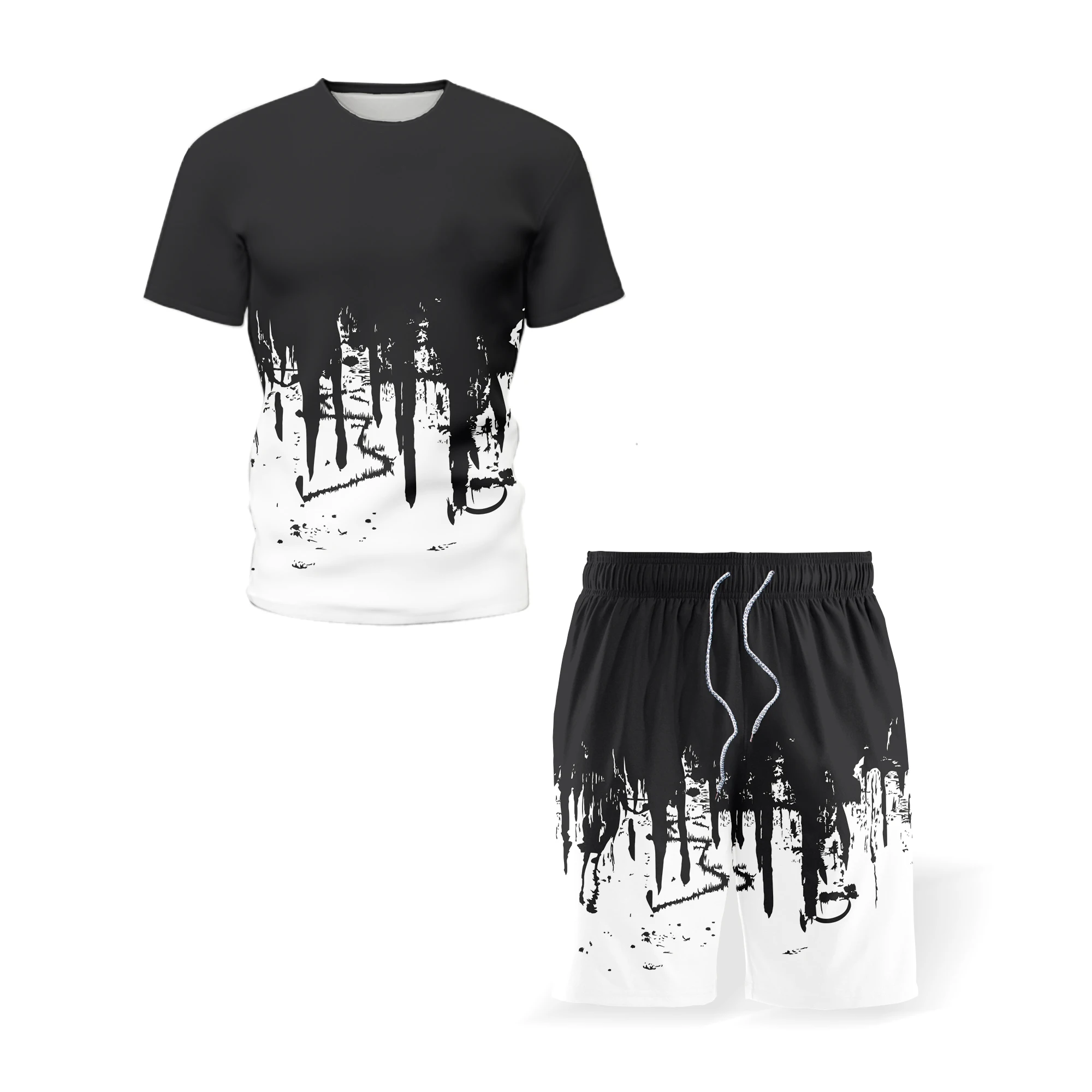 

Summer men's short-sleeved 3D three-dimensional splash ink 23 short-sleeved beach sportswear, 3DT shirt digital printing loose m