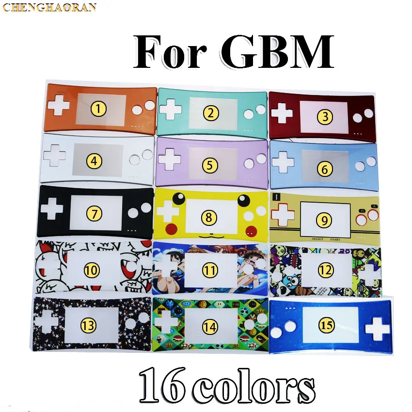 ChengHaoRan 16 стилей 16 цветов передняя оболочка чехол Лицевая панель для GBM Gameboy micro system