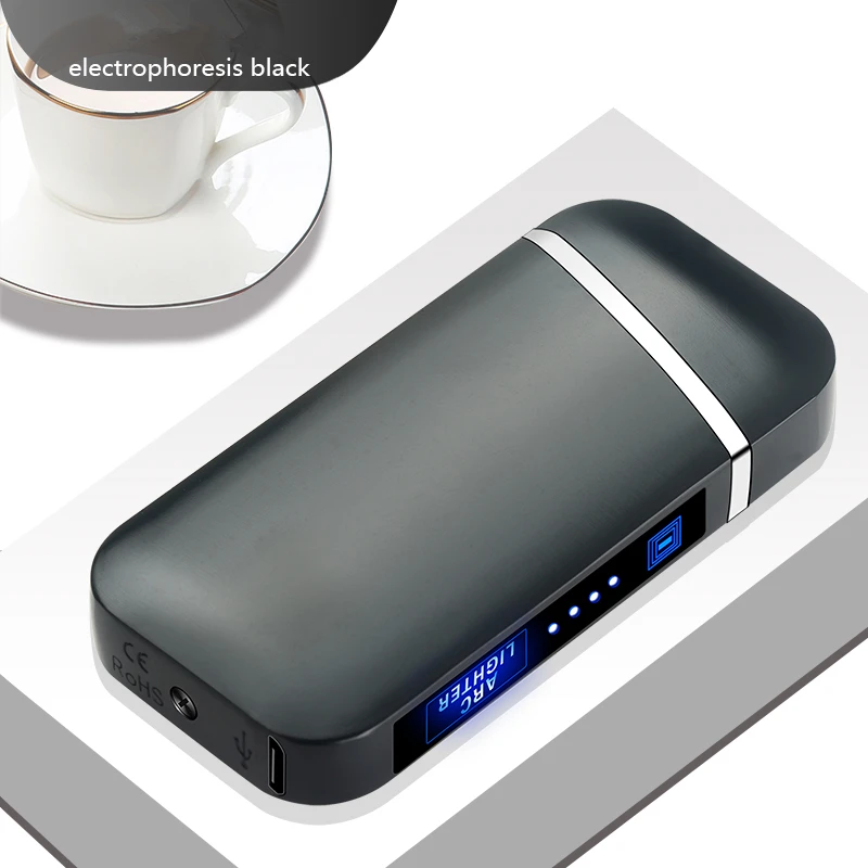 business black Многоцветная крестообразная дуговая зажигалка с сенсорным экраном Индукционная USB портативная зарядка Ветрозащитный подарок выбор - Цвет: business black