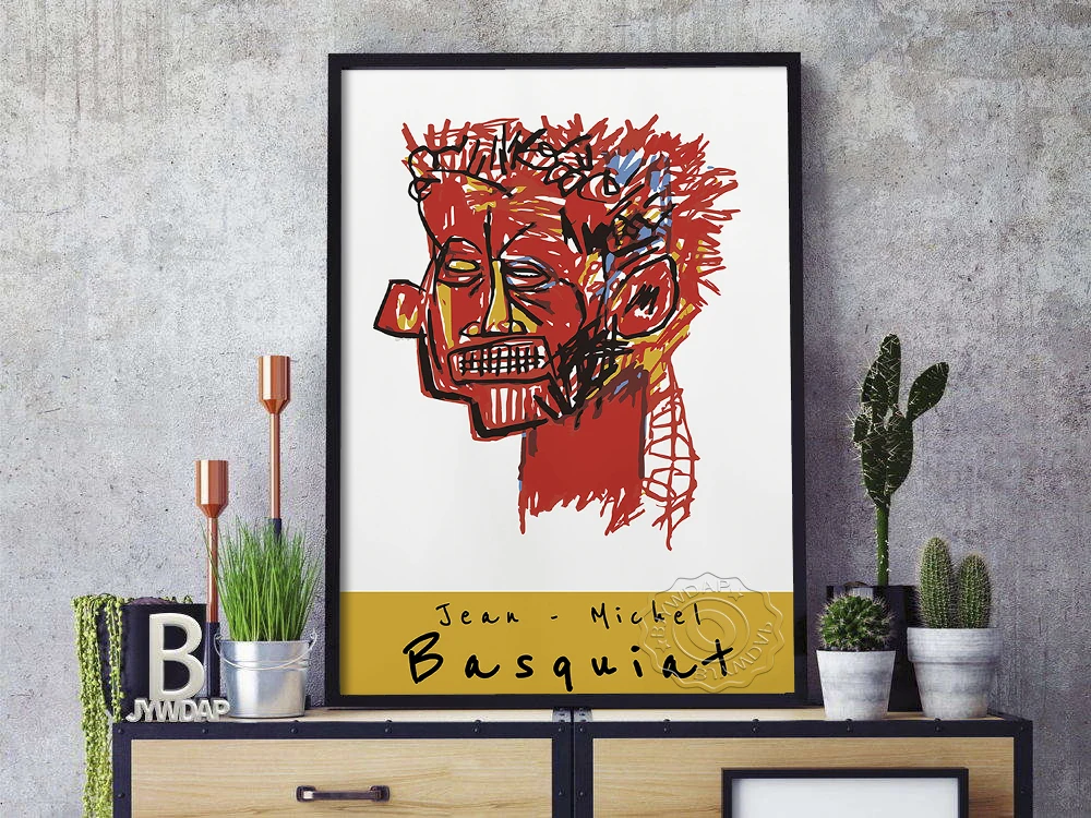 

Jean-Michel Basquiat Art Exhibition, Untitled 1982 Painting, Abstract Face Vintage Print, Living Room Wall Art Decor Poster