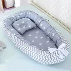 Детская кроватка-гнездо с подушкой, портативная кроватка для путешествий, хлопковая подставка для новорожденных, детская кроватка-бампер