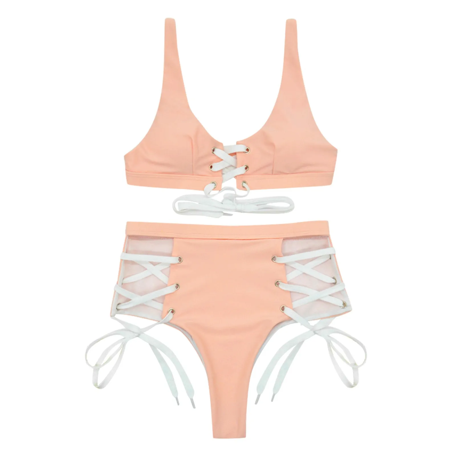 

2pcs Women's Swimsuit Bikini Set Push-Up Padded Bandage High Waist Thong Brazilian Swimwear Sexy And Stylish Beachwear 2021