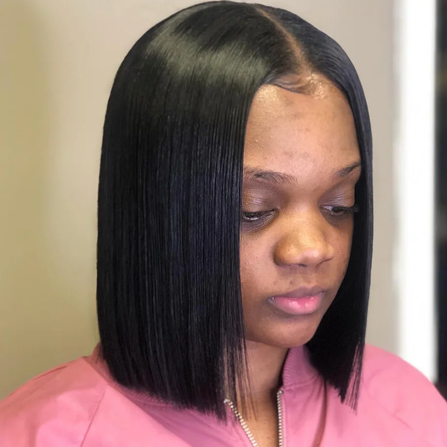 Парик с застежкой 4x4 парик коротким Бобом парики из человеческих волос для