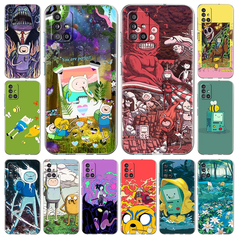 

Cartoon Adventure Time Phone Case For Samsung Galaxy A51 A71 A21S A12 A11 A31 A41 A52 A32 5G A72 A01 A02S Silicone Clear Cover