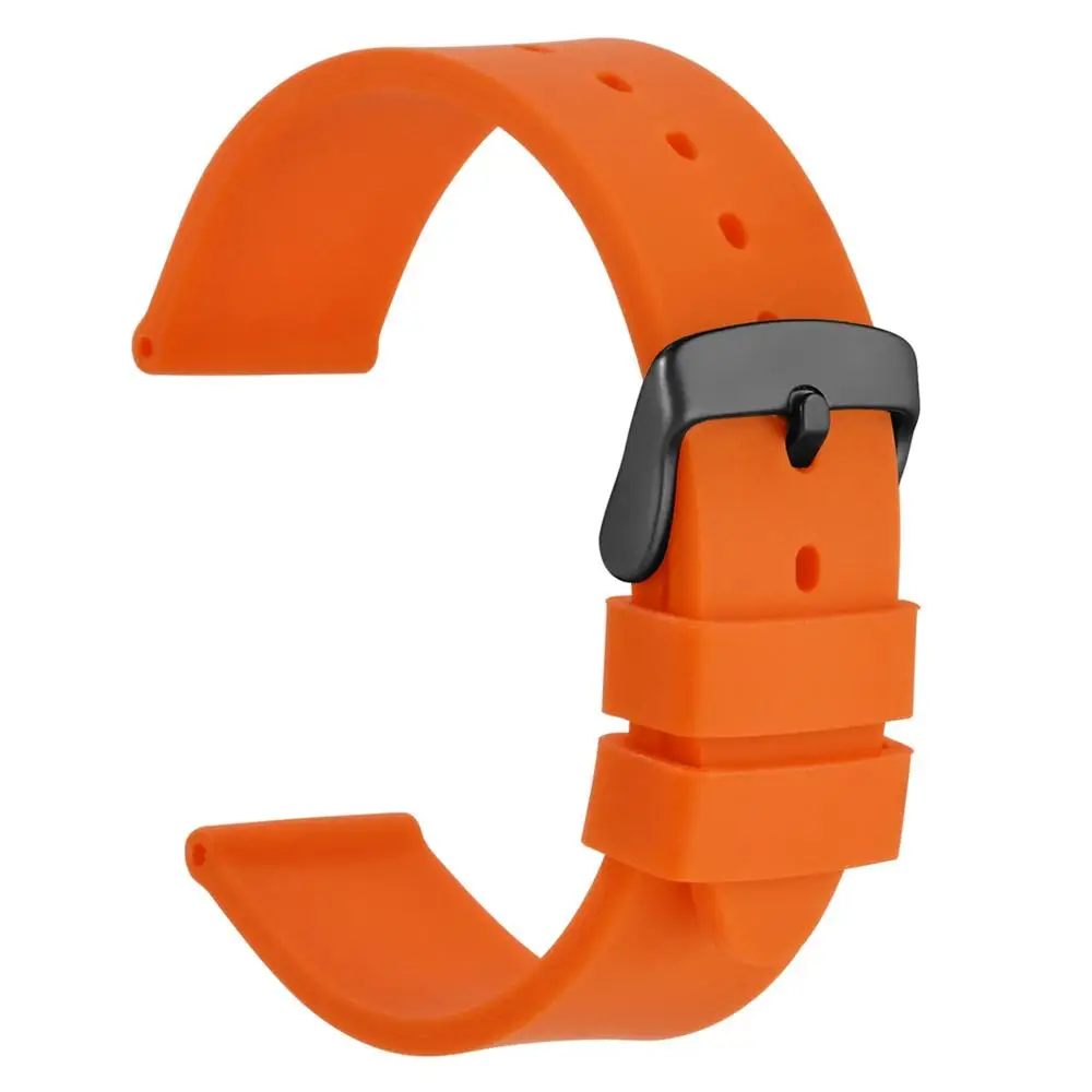 Orange-Black Buckle WOCCI силиконовый мягкий резиновый спортивный ремешок для часов 18 мм 20 мм 22 мм черный желтый синий Универсальный ремешок для часов Amazfit ремешок Bip - Цвет ремешка: Orange-Black Buckle