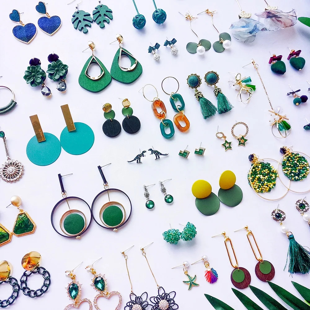 8 сезонов Горячая Зеленая серия набор сережек для женщин девочек Brincos круглые