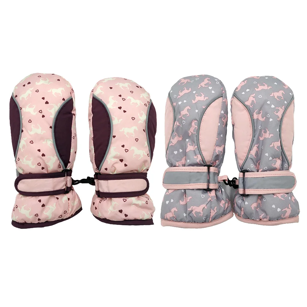 Лыжные перчатки зимние теплые водонепроницаемые митенки лыжные Детские