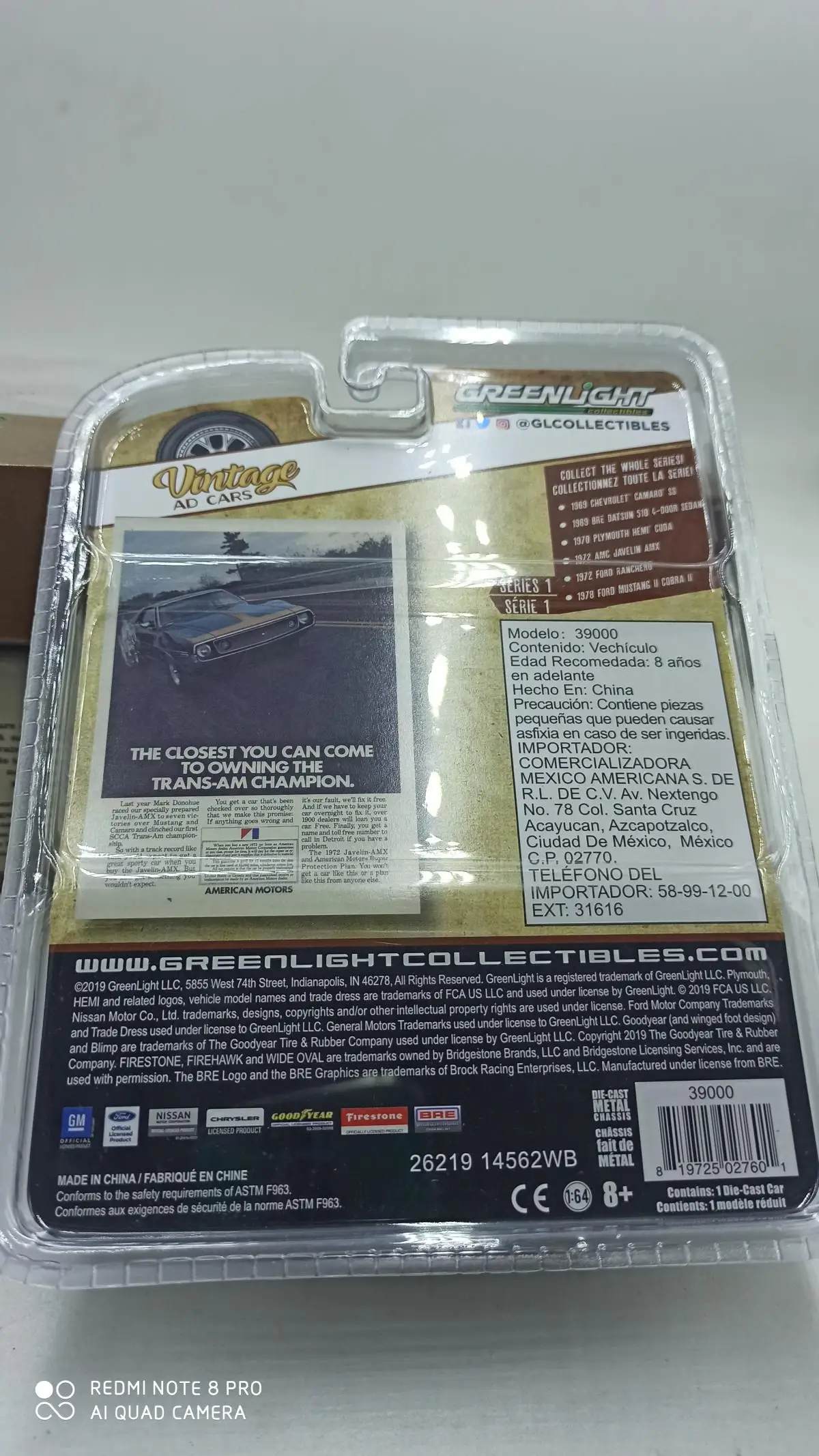 GreenLight 1:64 1900 AMC Javelin AMX винтажная модель автомобиля из сплава металлические игрушки