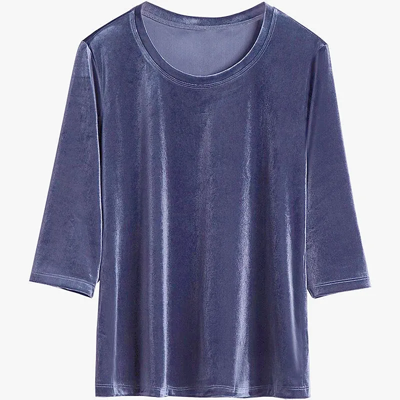 Корейские женские летние винтажные бархатные Блузы с коротким рукавом черные