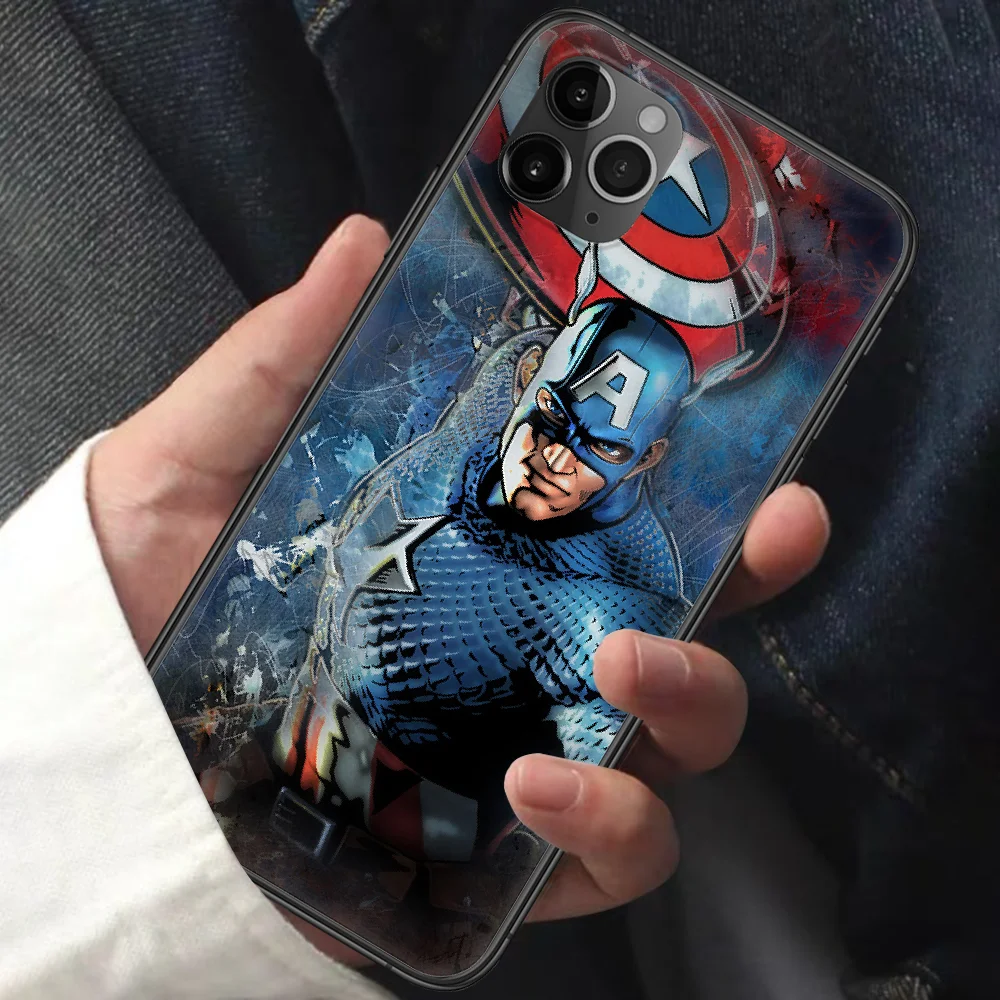 

Superhero America Captains Phone Case For Iphone 11 12 Mini PRO XR X XS MAX 6 6s 7 8 Plus 5 5s SE 2020 black Bumper Tpu Prime