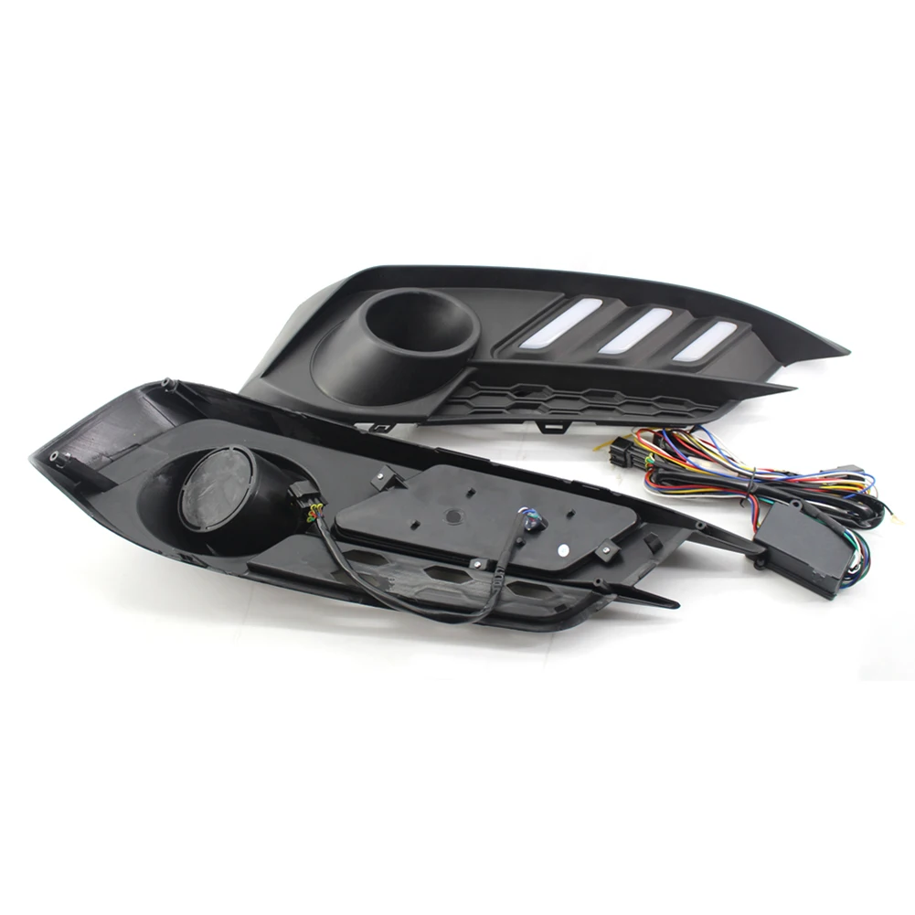 

Black Auto Replacement Parts Fit Fog Light Cover with LED DRL Turn Signal for Honda Civic Coupe Sedan 2016-2018