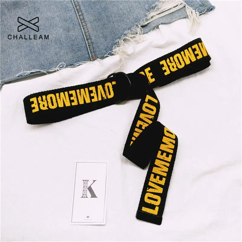 Ремень женский тканевый с двумя D-образными кольцами и надписями, в ...