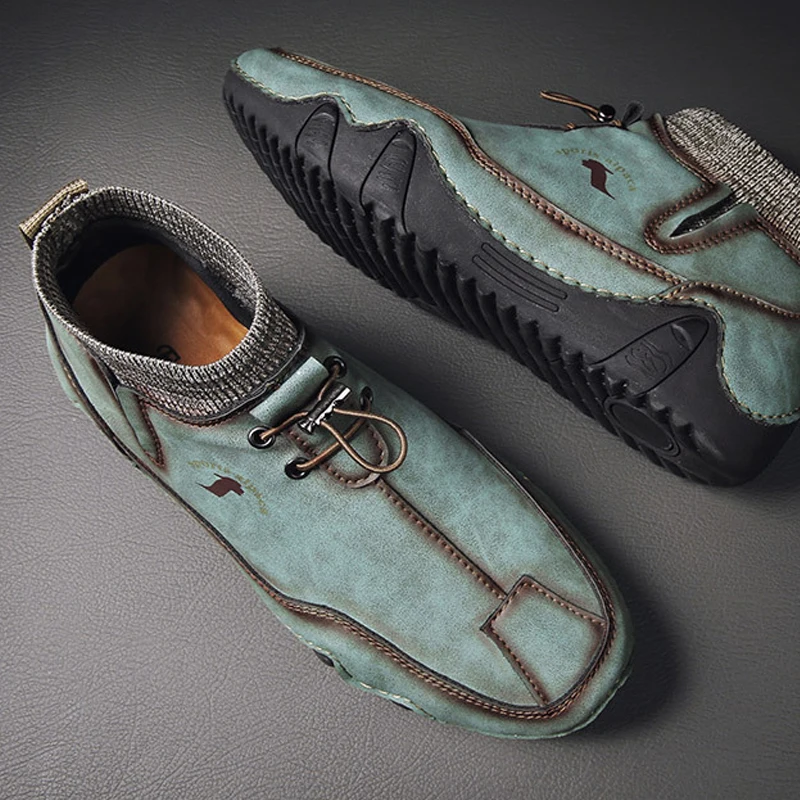 

Ботинки мужские из мягкой ПУ кожи, Повседневные высокие берцы, удобная Легкая Уличная обувь, большие размеры, осень