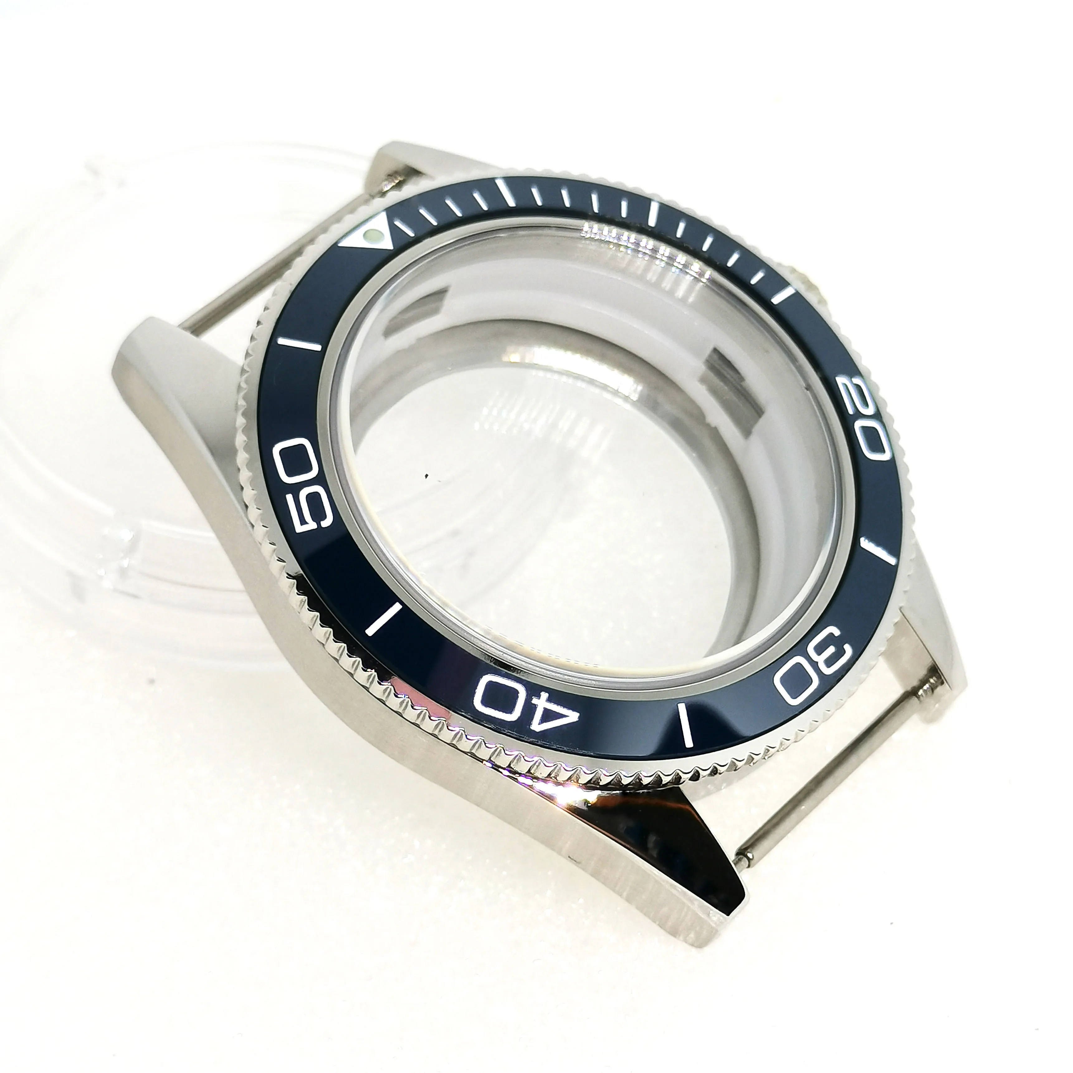 

41MM Watch Blue Ceramic Circle Cases Stainless Steel Part For NH35 Automatic Movement