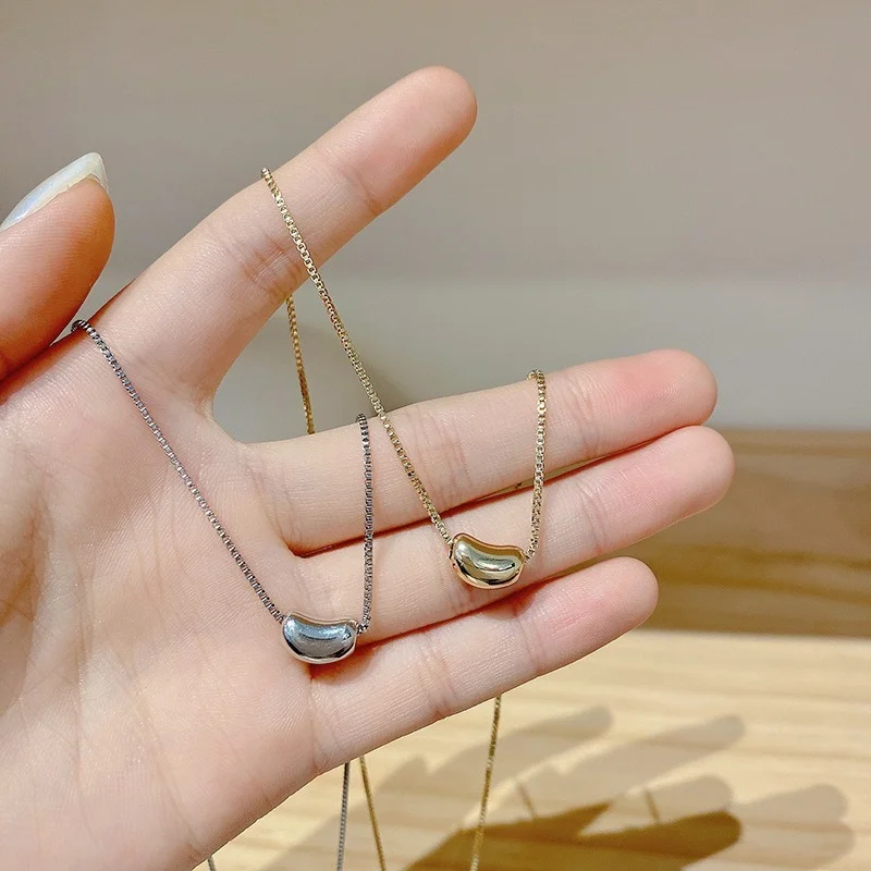 

New Little Bean Necklace for Women Jewelry Gold Silver Color Necklaces & Pendants Pea Clavicle Necklace Charms Jewellery Choker