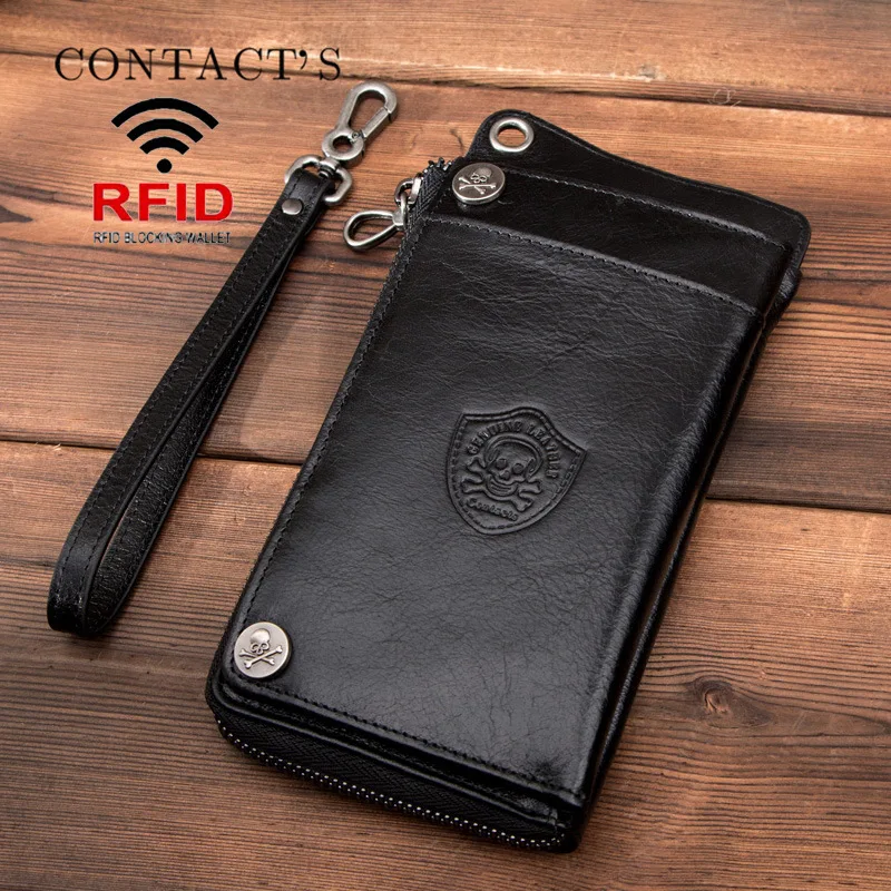 

Trend RFID Anti Theft Brush Multi-function Casual Men's Wallet Genuine Leather Hand Wristband Clutch Bag