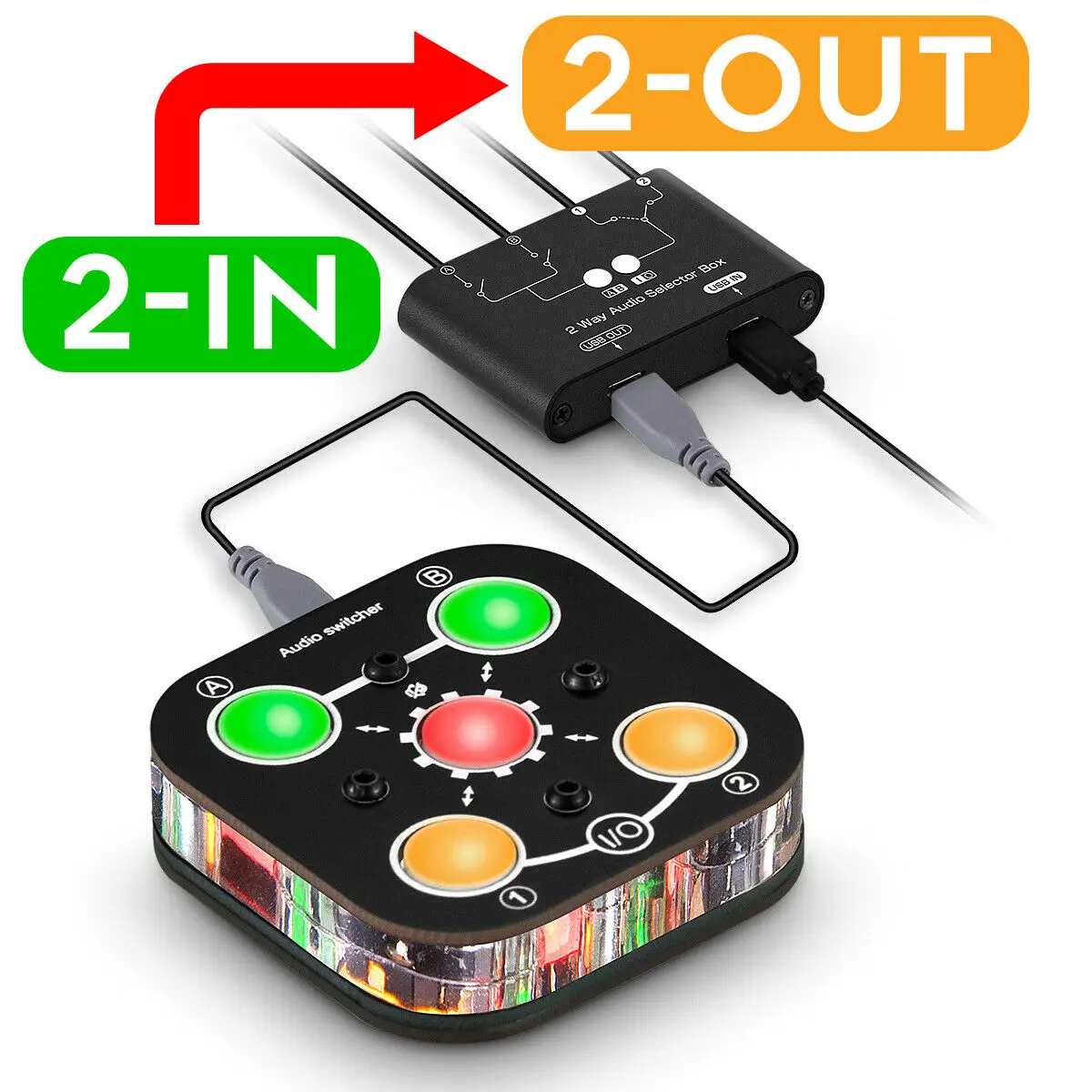 Двухканальный аудио переключатель Mini 2 в выхода для наушников 3 5 мм разветвитель