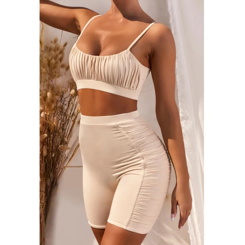 Fuedage однотонный повседневный комплект из двух предметов женский короткий топ с