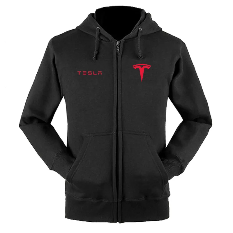 

2021Spring Autumn Fashion Tesla Logo Zipper Sweatshirts Coat Custom 4S Shop Zipper Hoodie Jacket