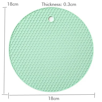 Green round ERMAKOVA термостойкая силиконовая матовая подставка горячий коврик для горшка держатель посуды ложка для отдыха открывалка для банок толстая и Гибкая подставка кухонный инструмент - Цвет: Green round