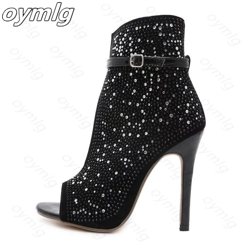 2021 новая обувь с украшением в виде кристаллов каблук сандалии ремешками на