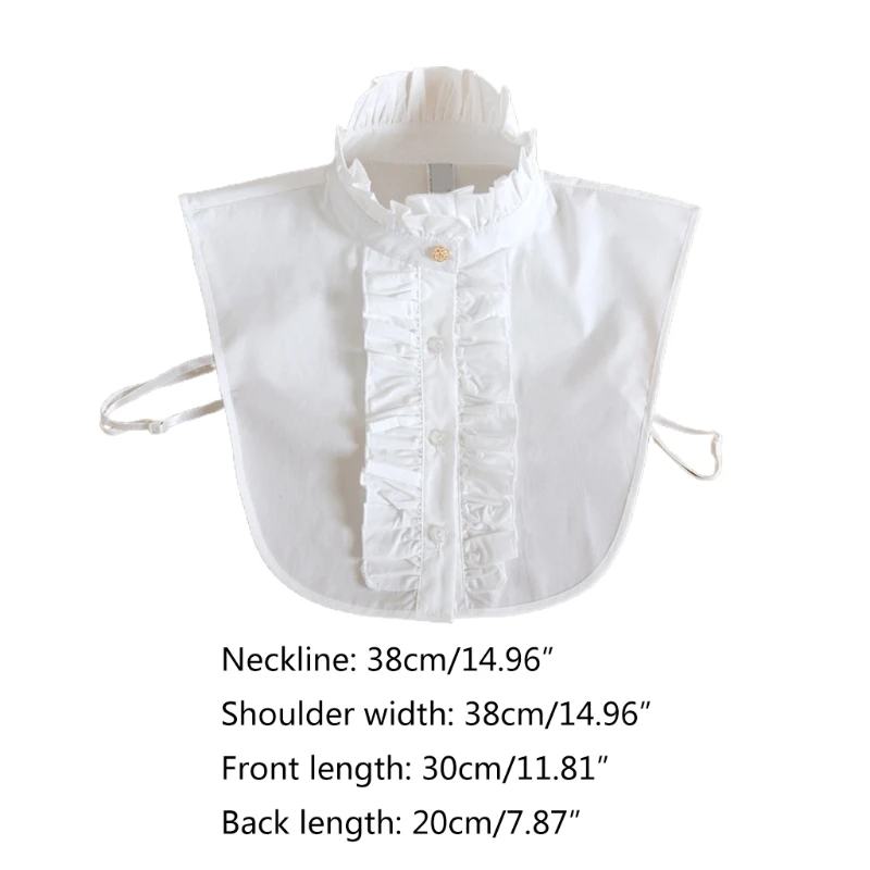 

Women Vintage Stand-Up Neck False Collar Lotus Ruffled Victoria Detachable Half Shirt Blouse Dickey Clothes Accessory