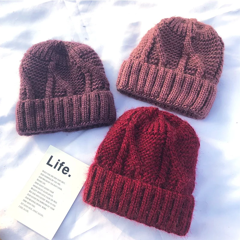 Зимние шапки для женщин вязаная шерстяная шапка мужчин повседневная унисекс