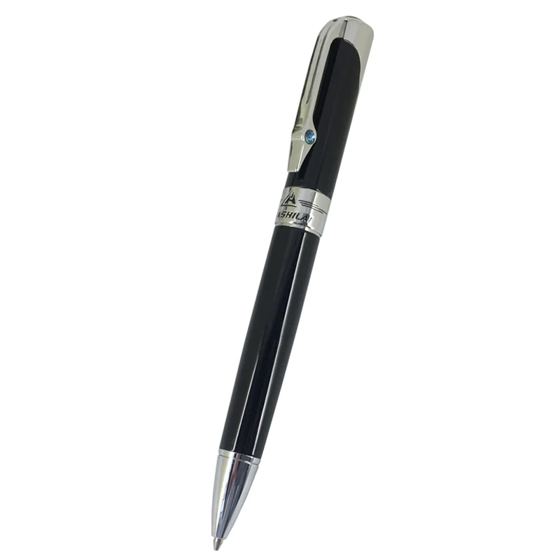 

ACMECN Luxurious Black Ballpint Pen Cute Slant Design Pen Clip with Crystal Silver Accessories for Business Writing Stationery