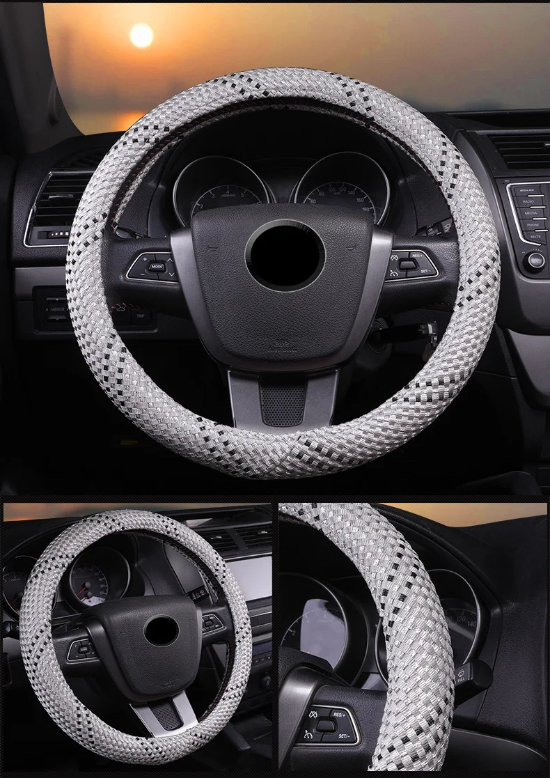 Нескользящий Шелковый чехол на руль автомобиля всесезонное Универсальное