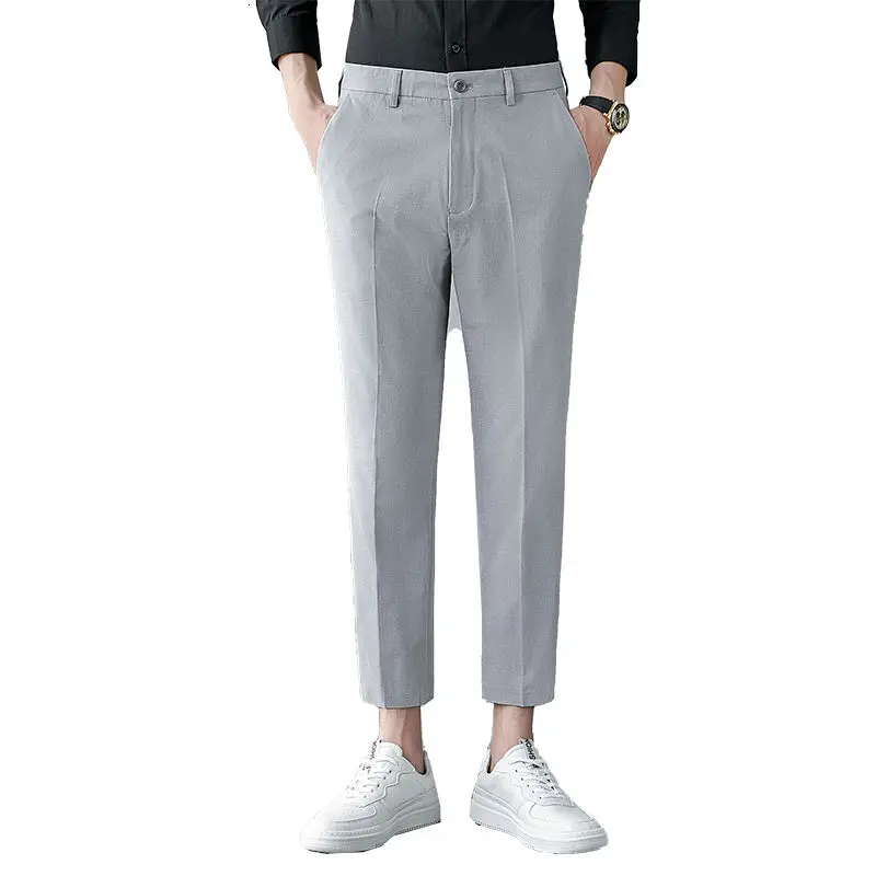 

Spring Summer Thin Suit Pants Men's Slim Fashion Simple Solid Color Business Casual Pants Men Social Mens Dress Pants 28-36