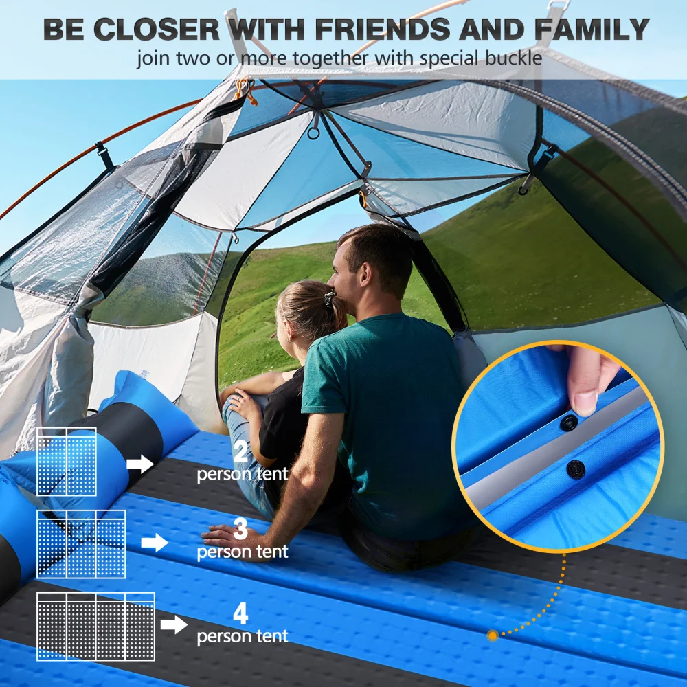 

MOVTOTOP 2 Pack Memory Inflatable Sleeping Pads Memory Camping Padding Cushions for Hiking Camping Climbing 196x68x4cm