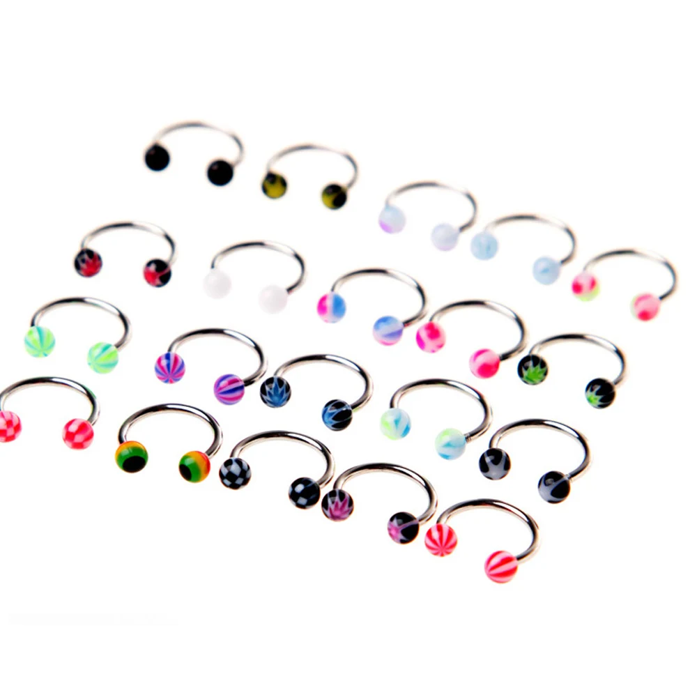 Кольцо в форме подковы для пирсинга уха акриловое ювелирное изделие унисекс 1