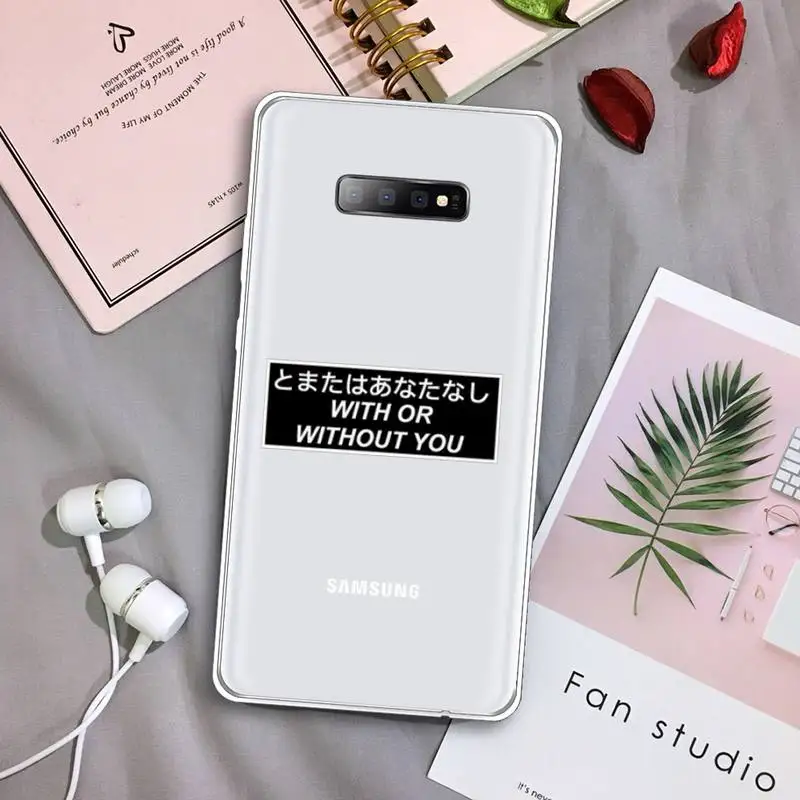 

Anime Aesthetic text letter Japanese Phone Case Transparent For Samsung Galaxy S A 5 7 8 9 2015 20 edge plus 10 e lite 2019
