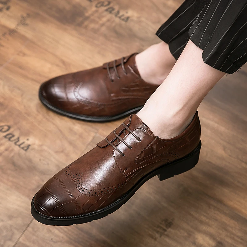 

High-quality Small Leather Shoes with Tendon Soles, Large Size 38 - 47 , Men 's Casual Height