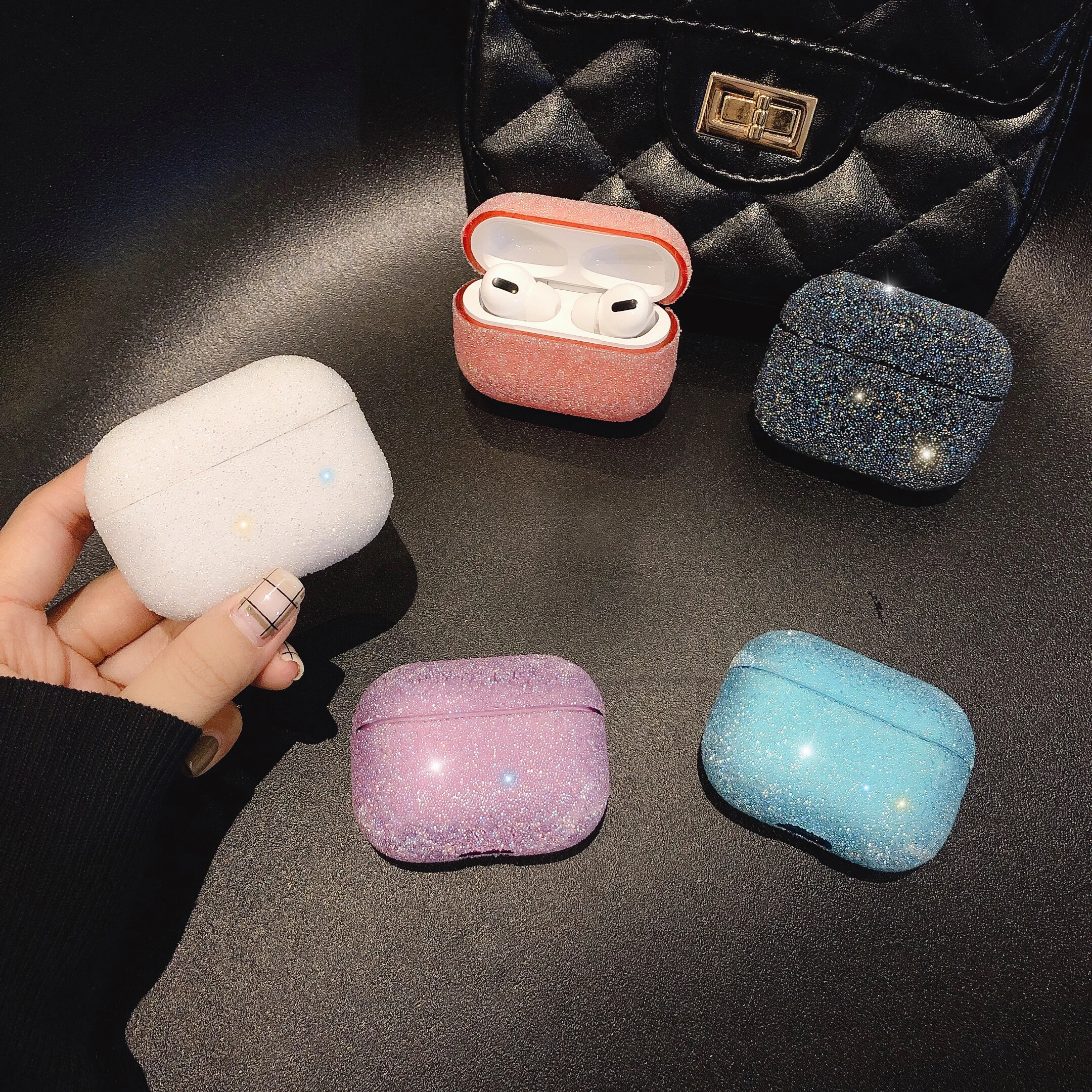 Для Airpods Pro Чехол с блестящими кристаллами Жесткий для наушников s Apple 1 2 3 Защита