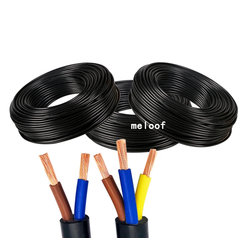 Электрический кабель 10 м 17 AWG 1MM2 RVV 2/3 медный провод проводник черный 18 0 75 mm2 20 0.5MM2