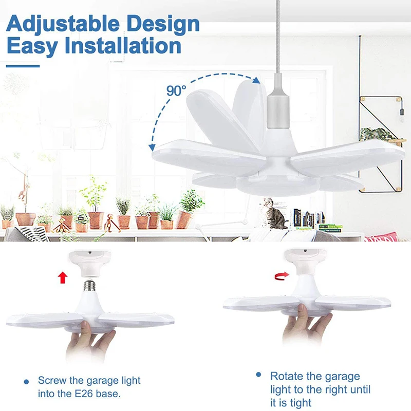 80 Вт вентилятор лопасти светодиодный светильник складной гараж лампа высокой