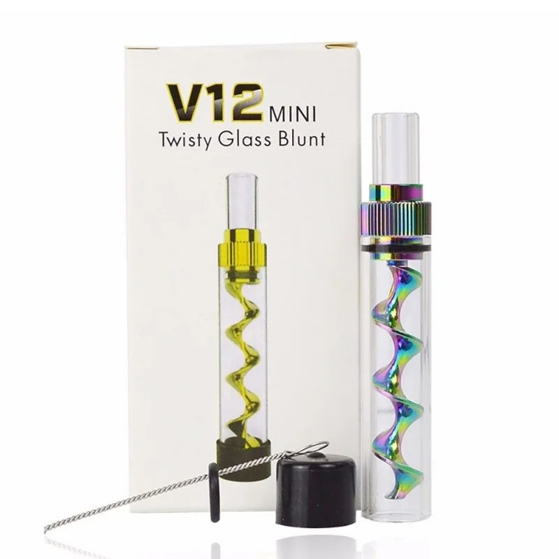 

Portable Spiral Orbit Pipe V12 Mini Twisty Metal Smoking Pipes Tips Dry Herb Tobacco Pipe with Cleaning Brush for Smokers Gift