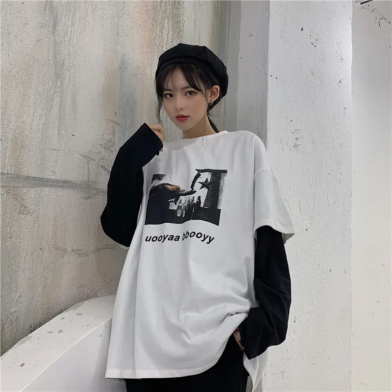 Женская хлопковая Футболка Harajuku летняя женская футболка с круглым вырезом