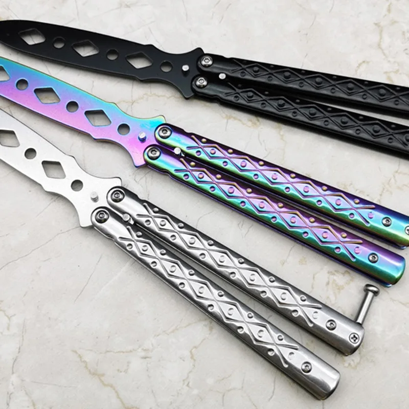 Складной нож-бабочка из нержавеющей стали тренировочный нож без лезвия открытый