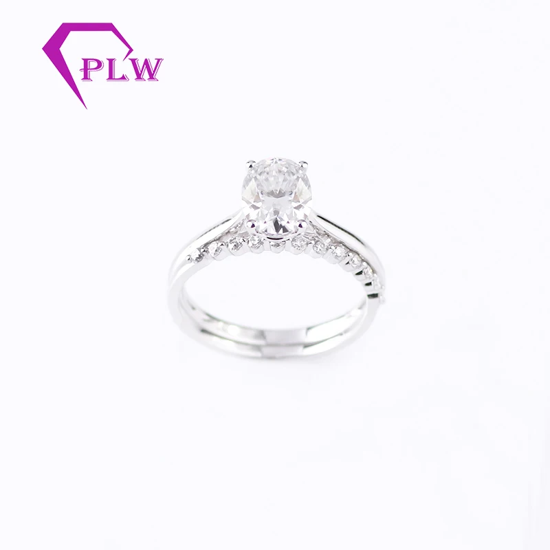 1.50Ct 6*8 мм Овальный Moissanite Бриллиантовая оправа набор обручальных колец 14 к белое
