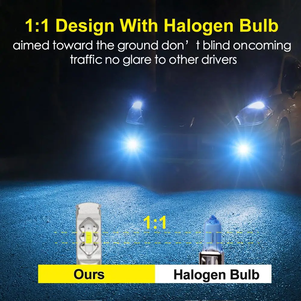 2 шт. Автомобильные светодиодные лампы H1 H3 7035 CSP 12 В 24 в 6000K|Передние LED-фары для