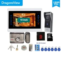dragonsview 10 inch home intercom video door phone doorbell camera system with electronic lock motion detection recording ip65