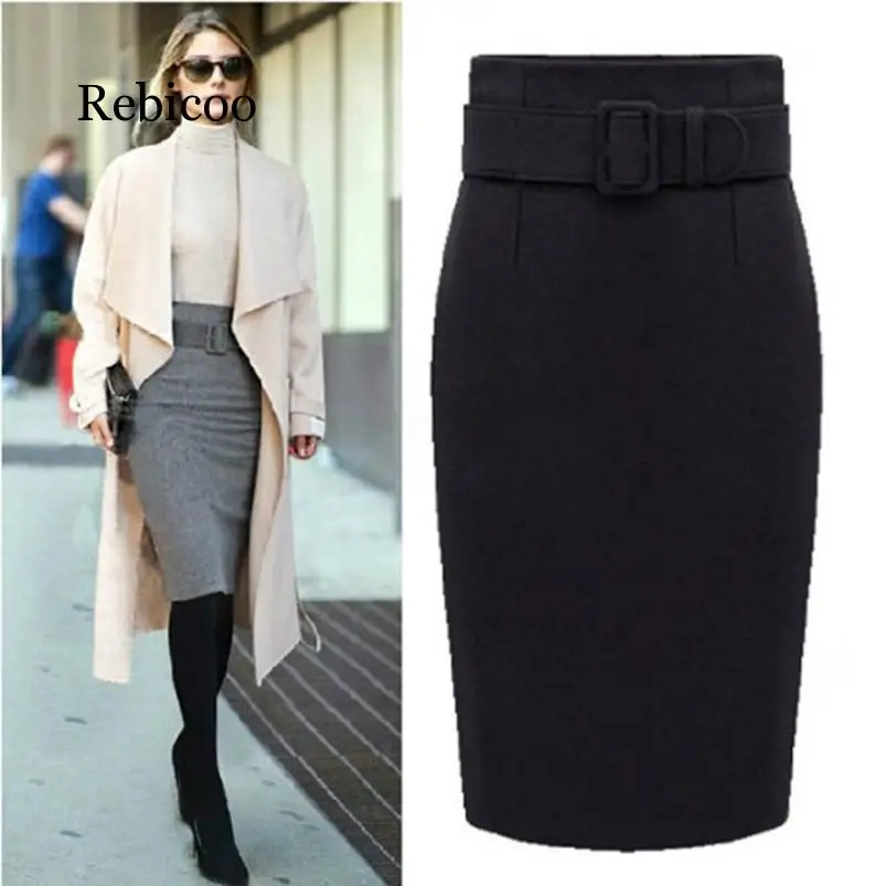 

New fashion autumn and winter 2019 cotton large size high waist casual pencil skirt skirt skirt