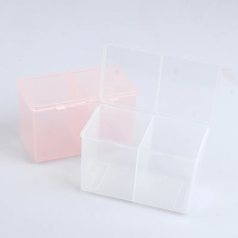 

Twin Well Empty Grids Portable Storage Case Wipe Pads Cotton Swab Container