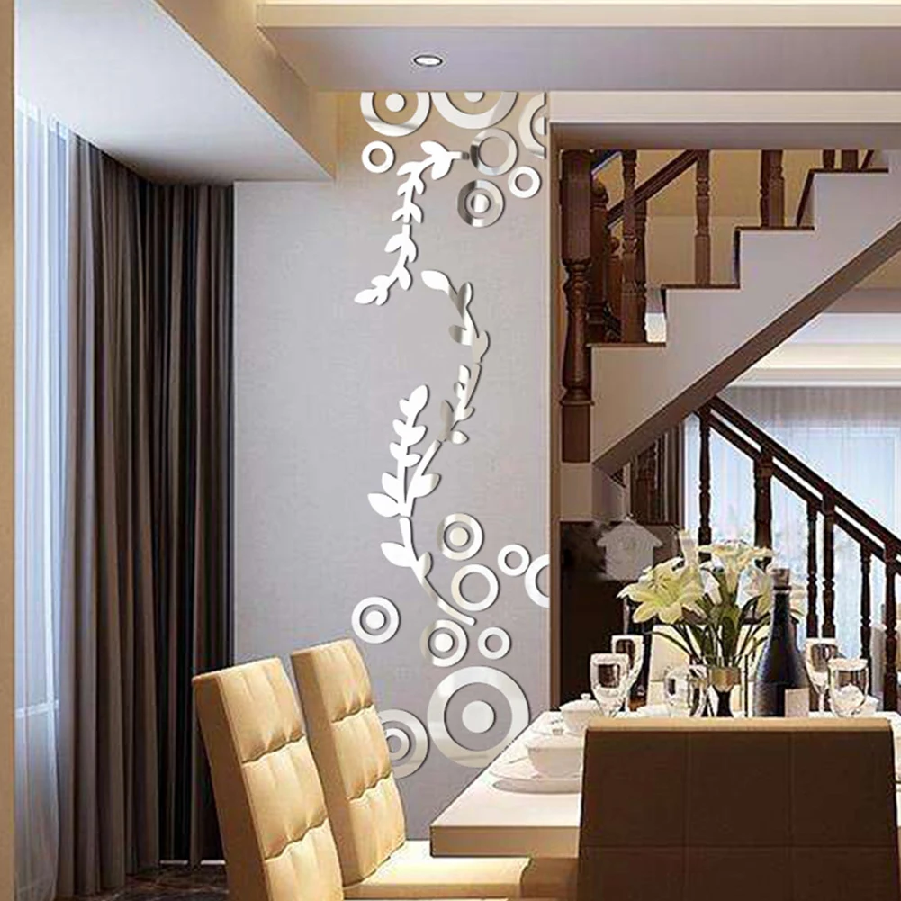 Изысканные цветы 3D зеркальные настенные наклейки Съемная наклейка