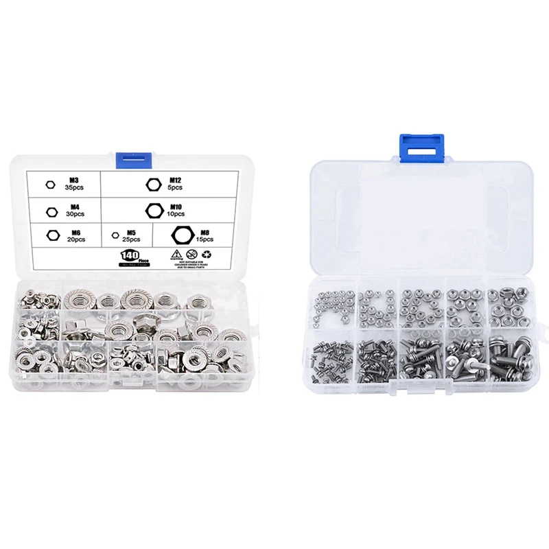 

140 шт., Набор шестигранных фланцевых гаек и 160 шт. M2 M2.5 M3 M4 M5