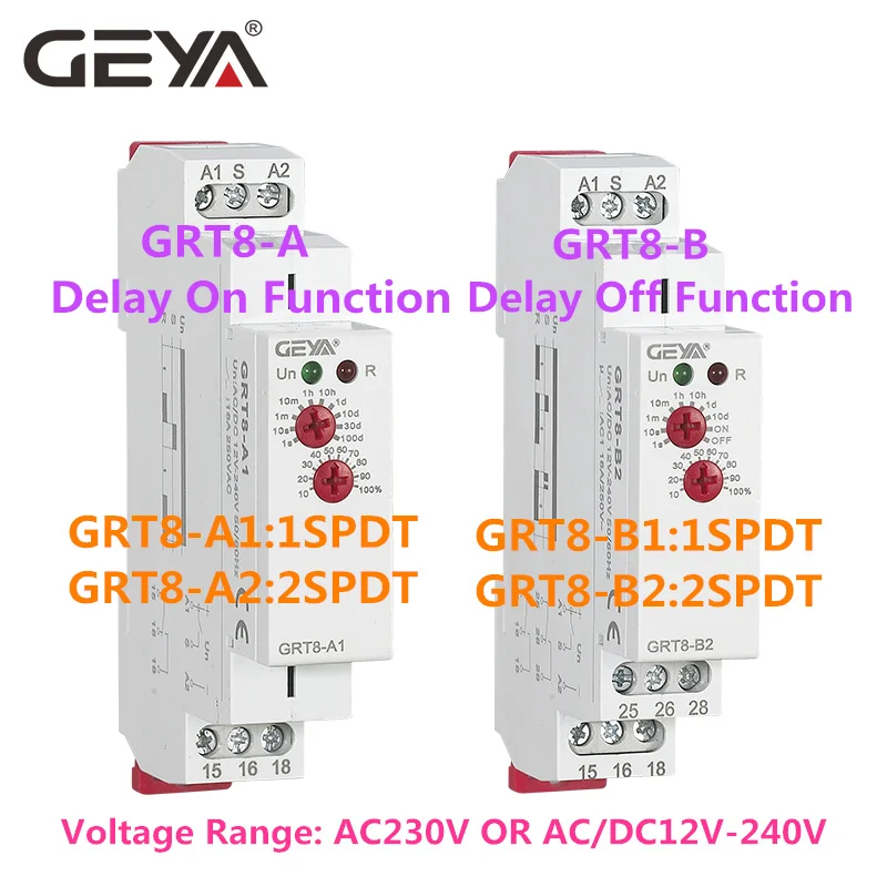 GEYA GRT8-B таймер задержки выключения реле электронный Тип 16A AC230V или AC/DC12-240V